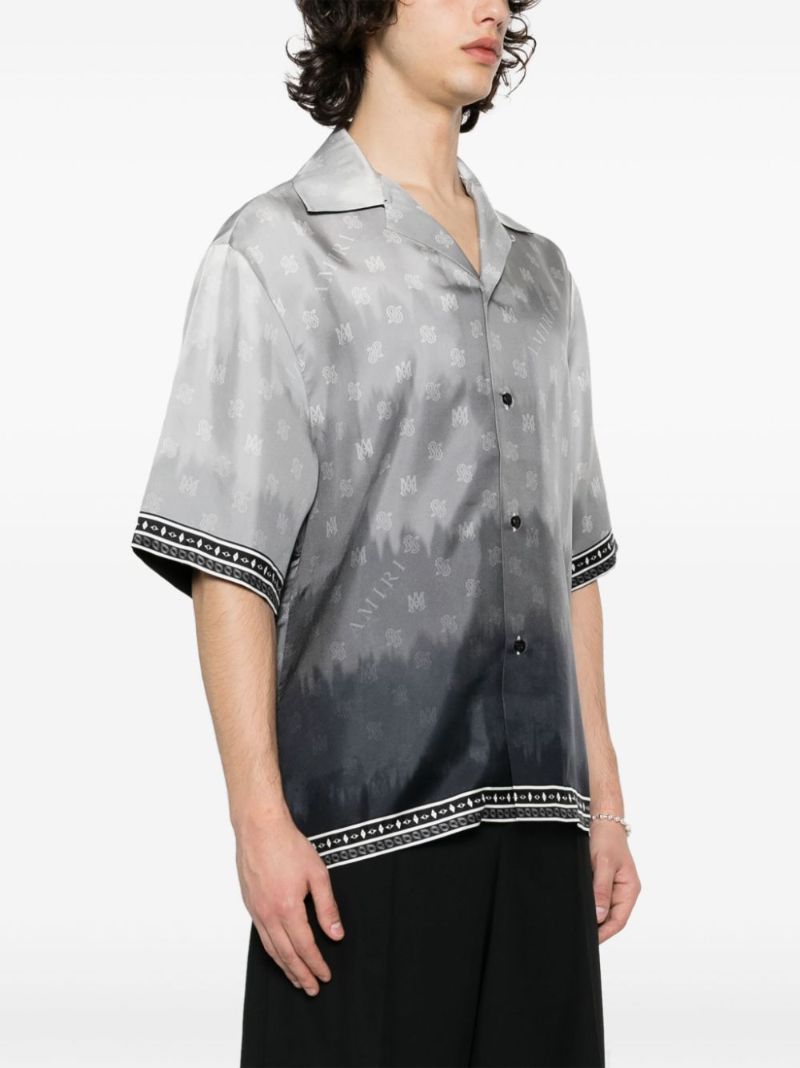 Grey Ma-print Silk Shirt