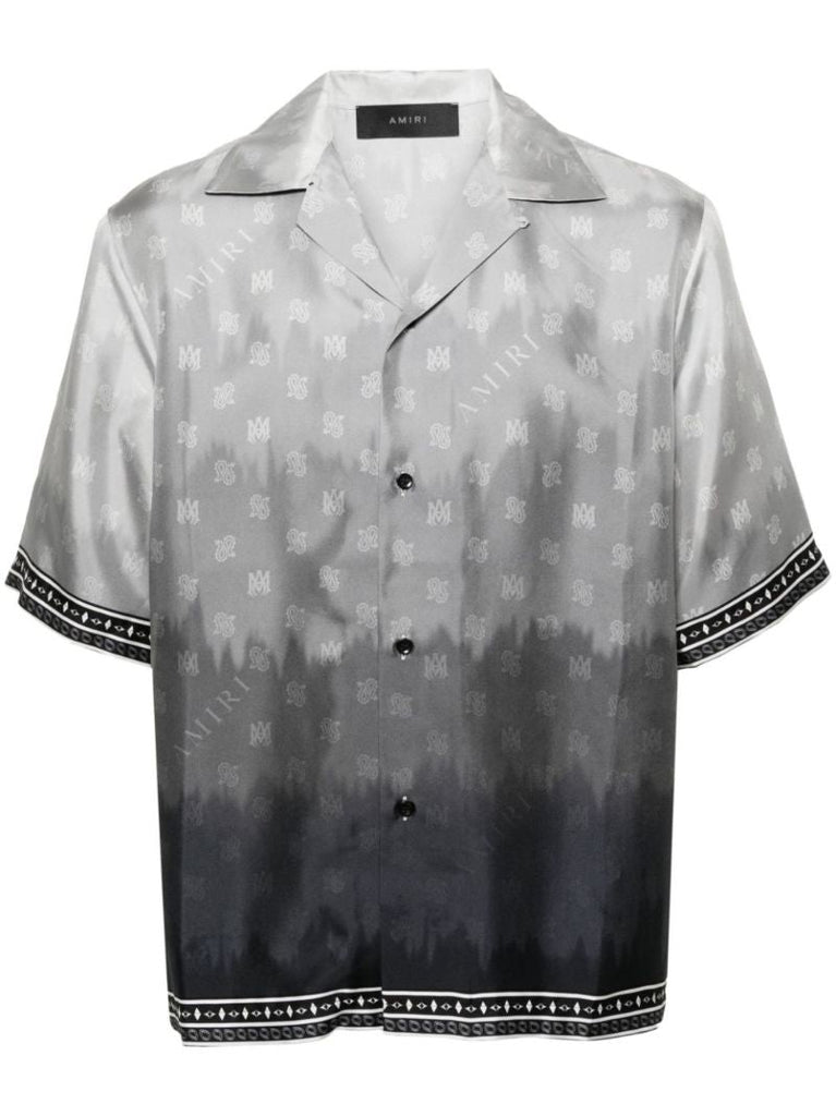 Grey Ma-print Silk Shirt