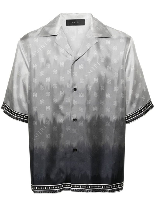Grey Ma-print Silk Shirt