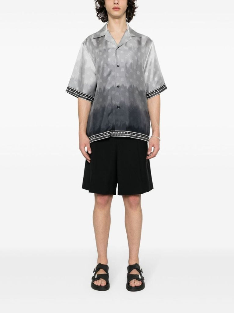 Grey Ma-print Silk Shirt
