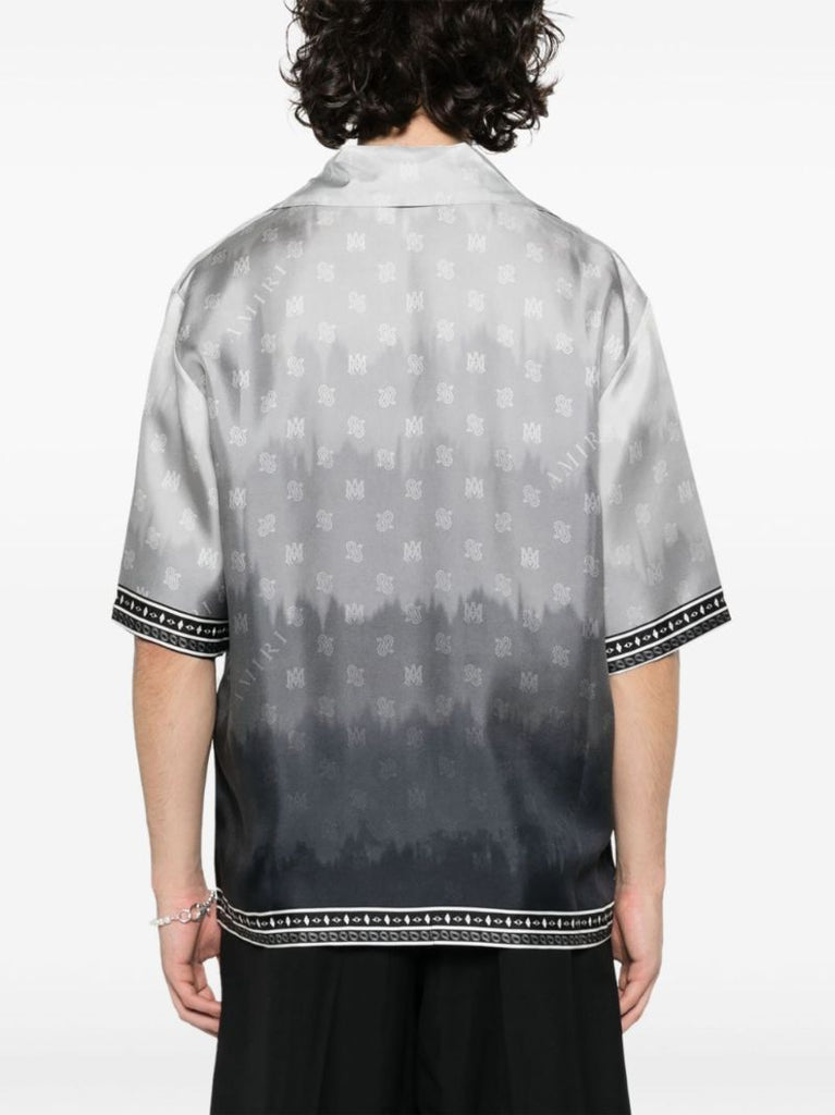 Grey Ma-print Silk Shirt