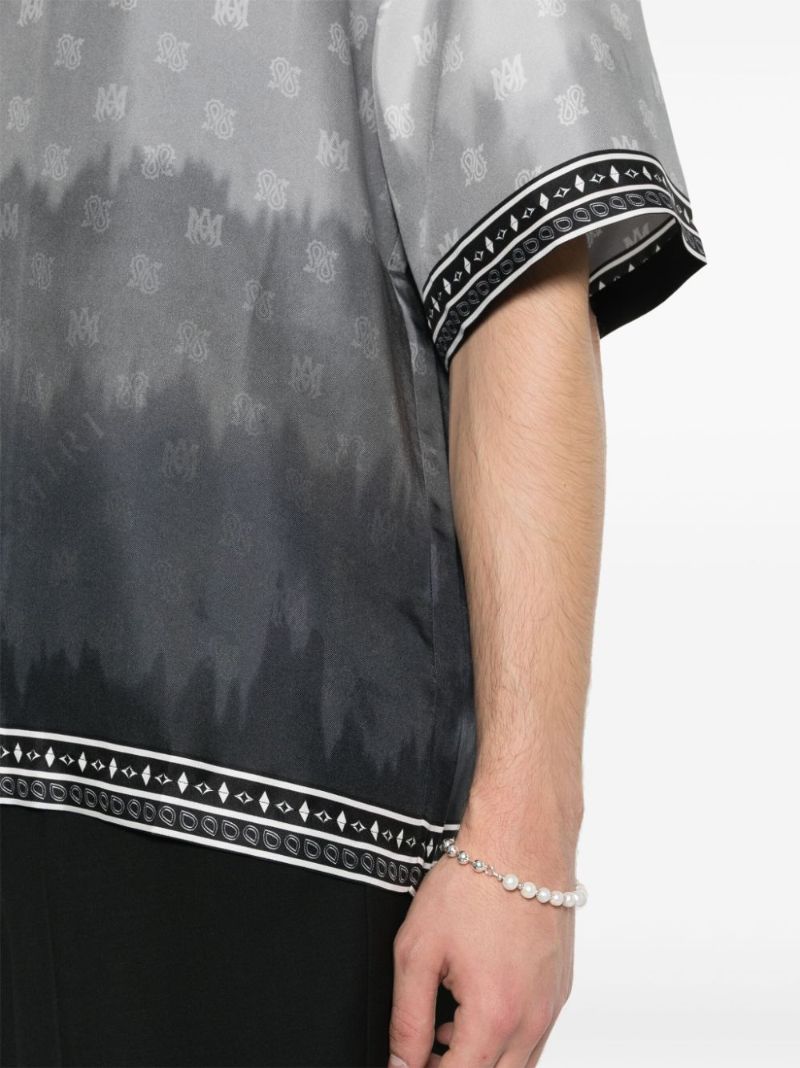Grey Ma-print Silk Shirt