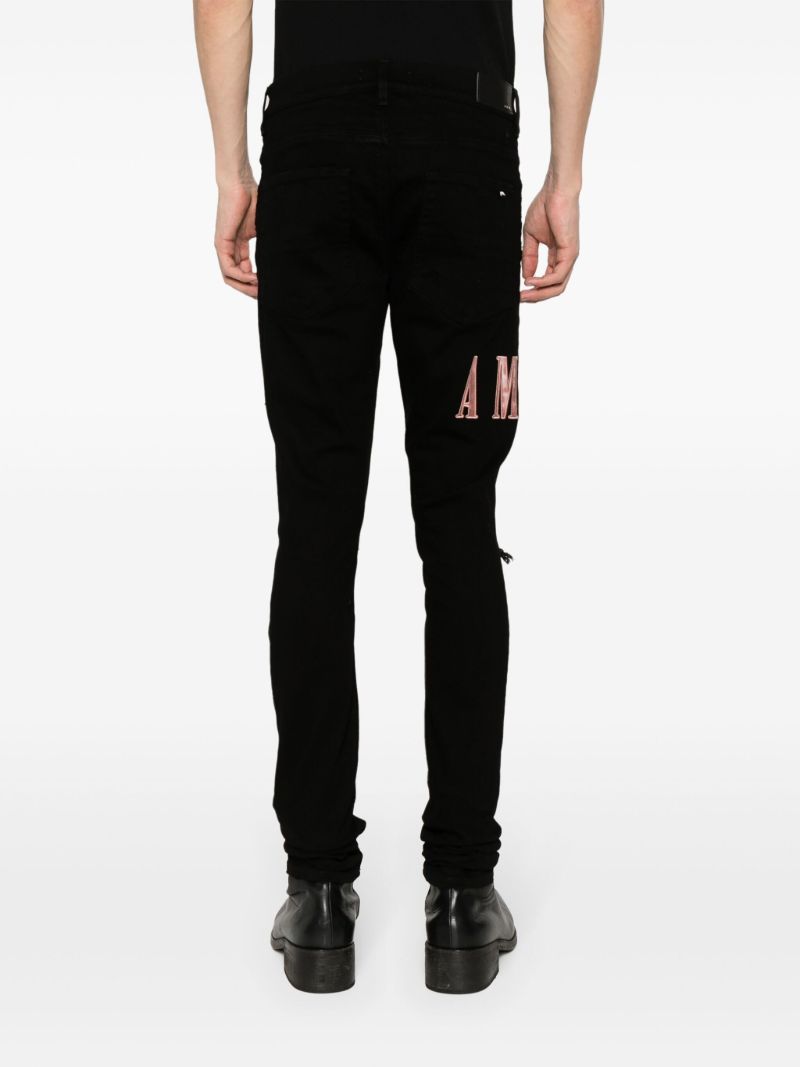 Black Waxed Logo-appliquÃ_x0083_Â© Skinny Jeans