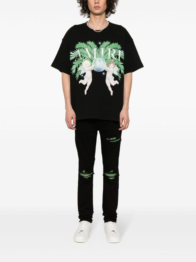 Black Airbrush Cherub Cotton T-shirt