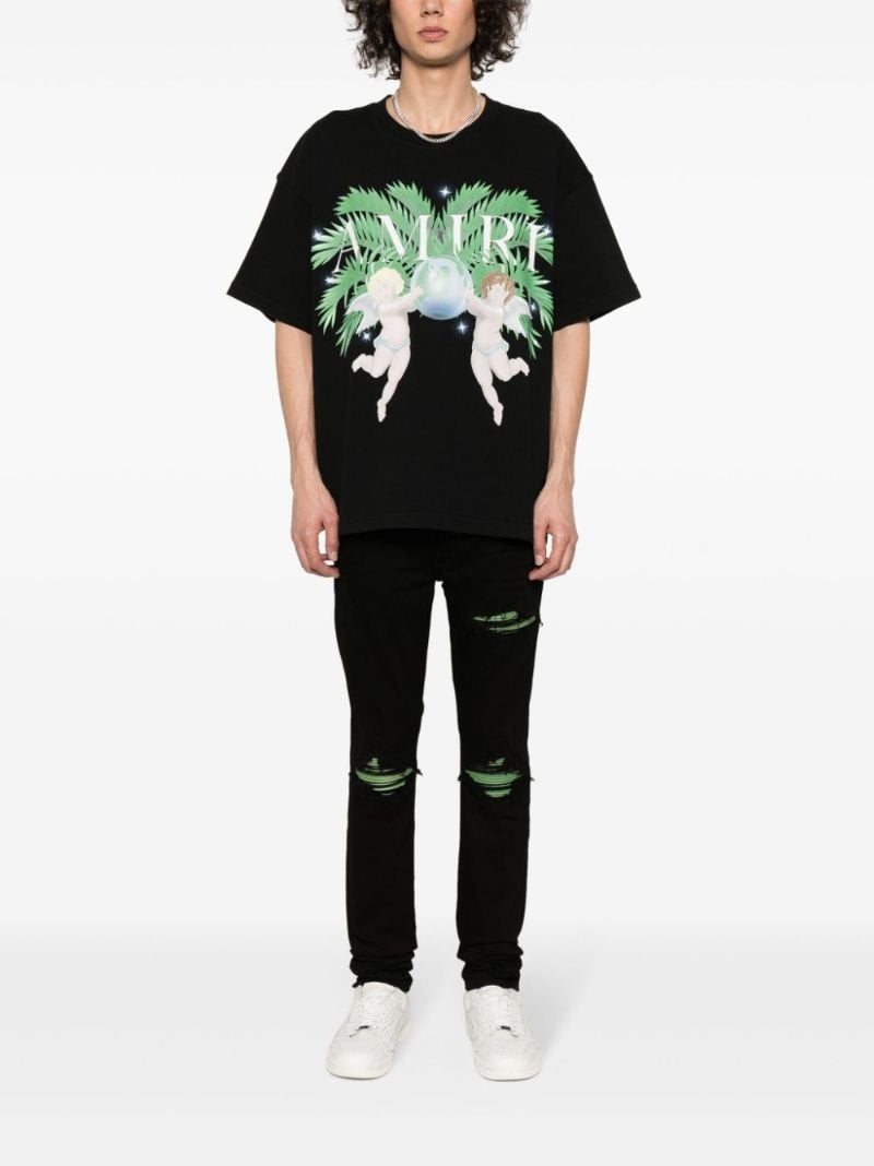 Black Airbrush Cherub Cotton T-shirt
