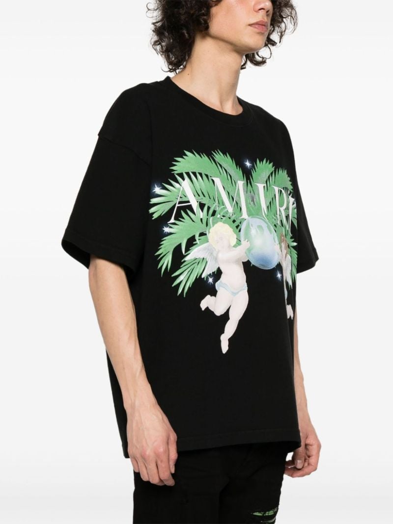 Black Airbrush Cherub Cotton T-shirt