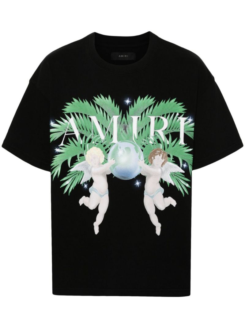 Black Airbrush Cherub Cotton T-shirt