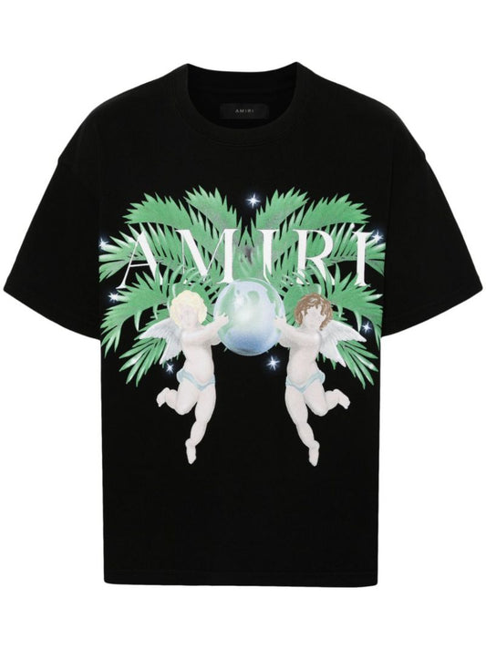 Black Airbrush Cherub Cotton T-shirt