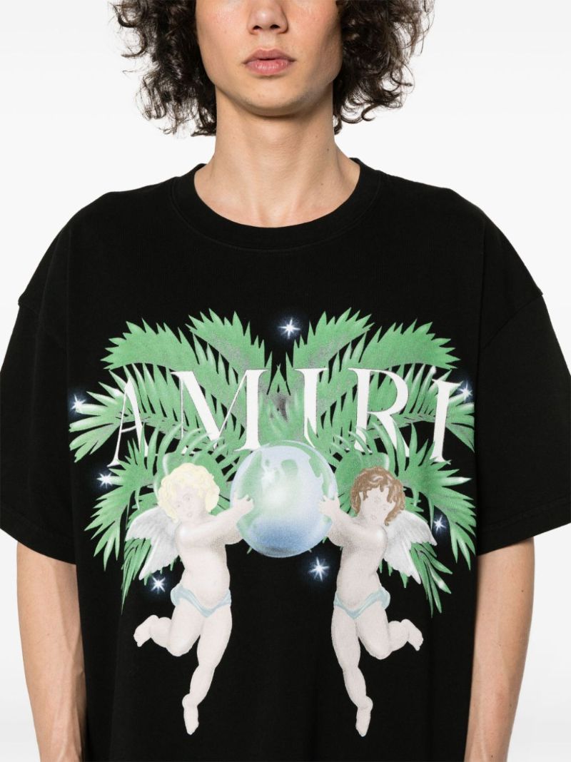 Black Airbrush Cherub Cotton T-shirt