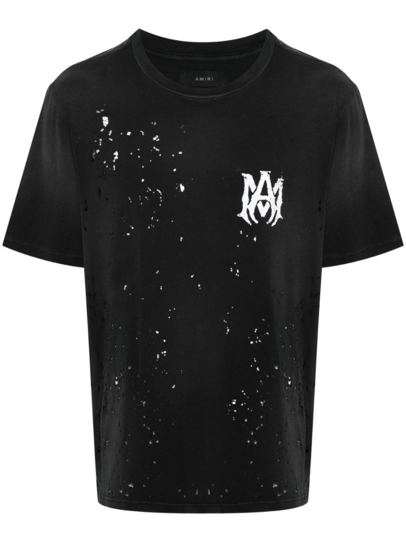 Black Ma-print Distressed T-shirt