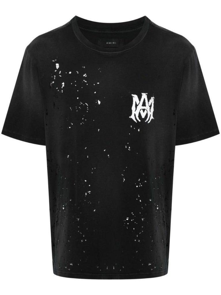 Black Ma-print Distressed T-shirt