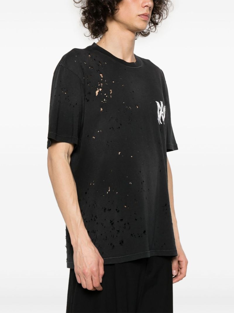 Black Ma-print Distressed T-shirt