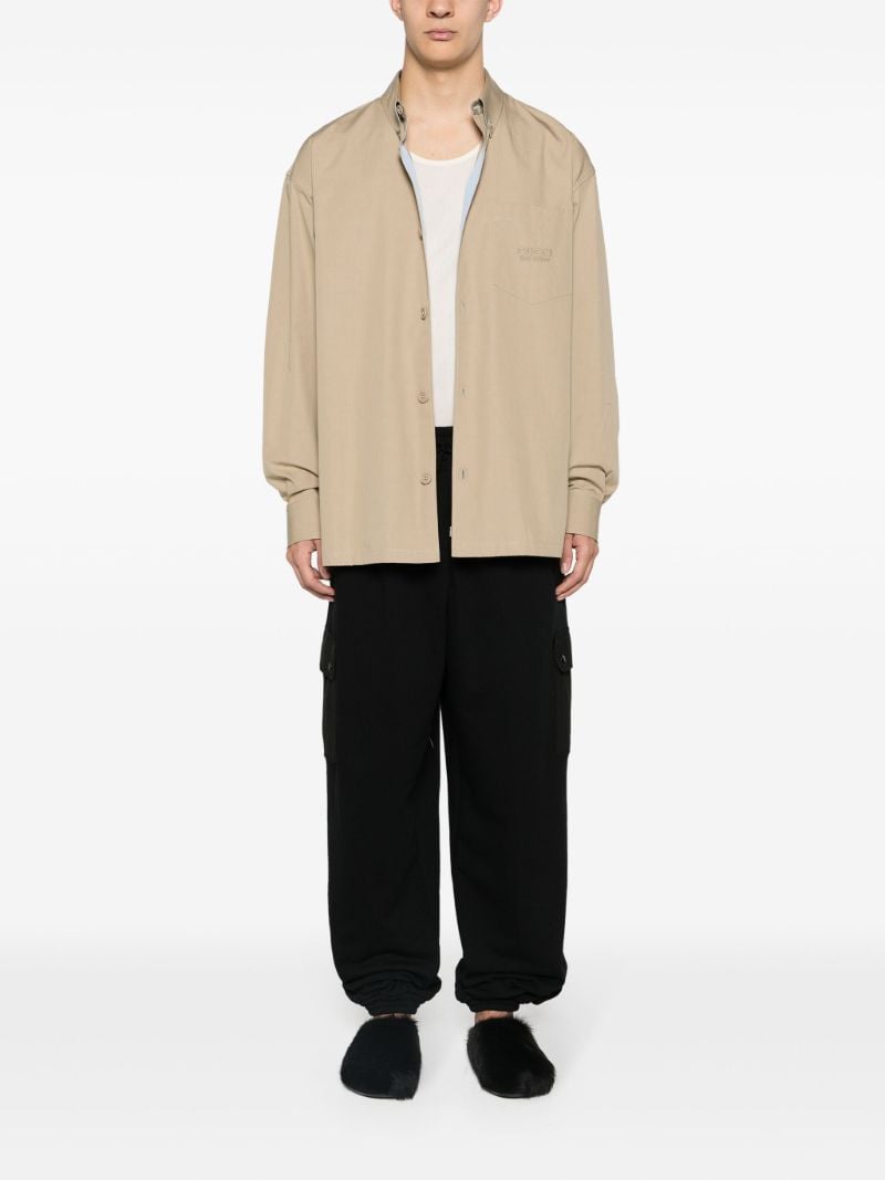 Neutral Logo-embroidered Cotton Shirt