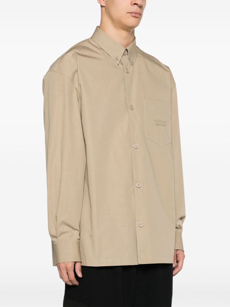 Neutral Logo-embroidered Cotton Shirt