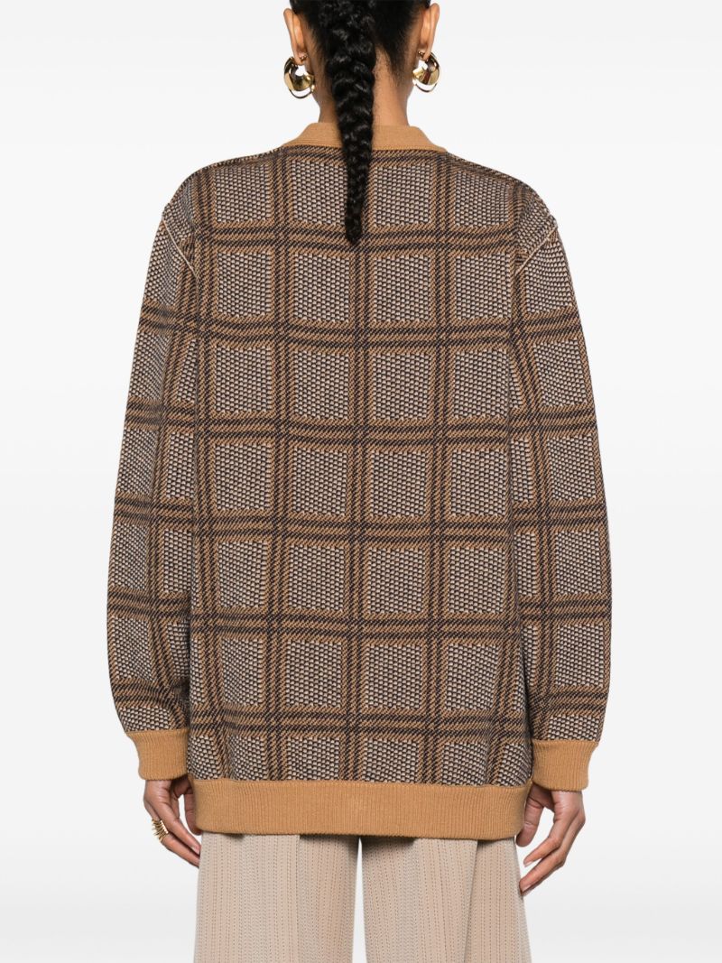 Brown Reversible Checked Cardigan