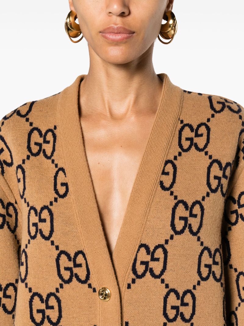 Brown Reversible Checked Cardigan