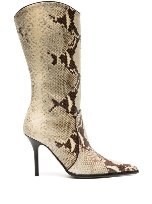 Neutral Ashley 95 Snakeskin-effect Boots