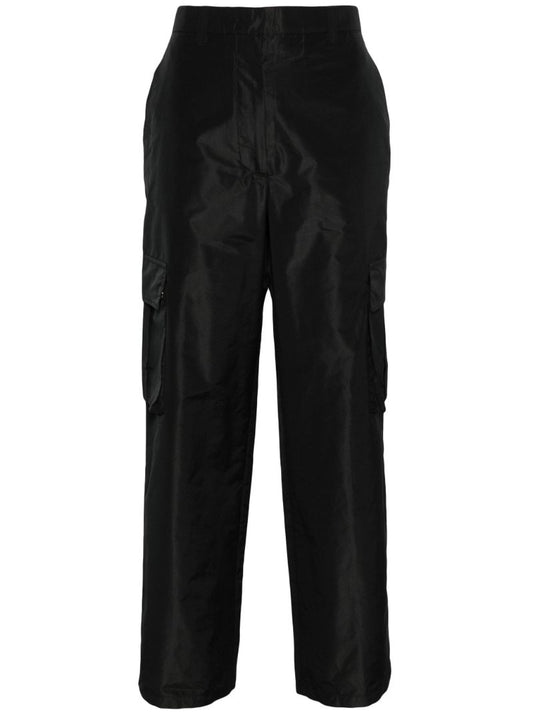 Black Satin Cargo Pants