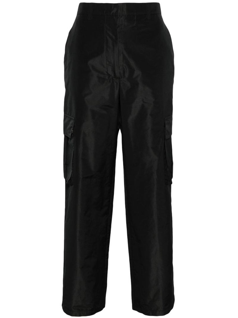 Black Satin Cargo Pants