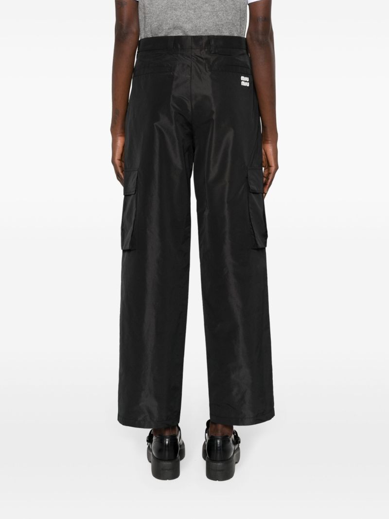 Black Satin Cargo Pants