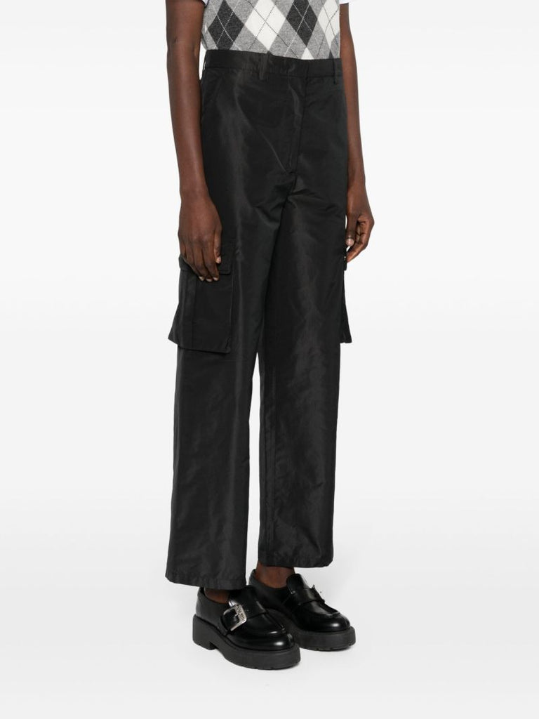Black Satin Cargo Pants