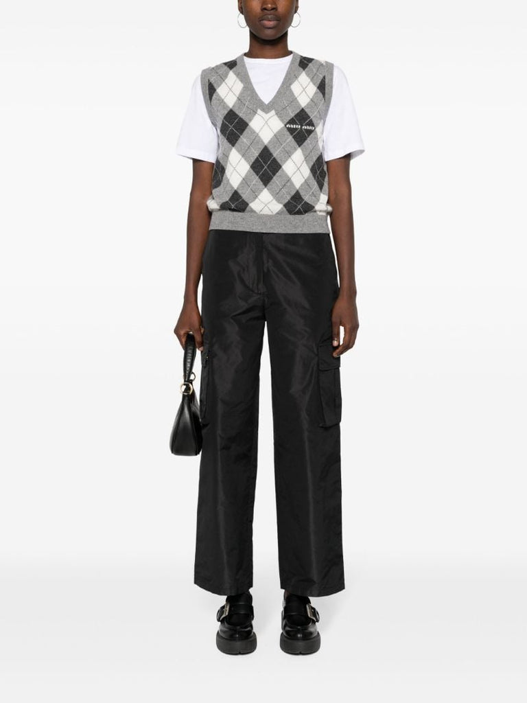 Black Satin Cargo Pants