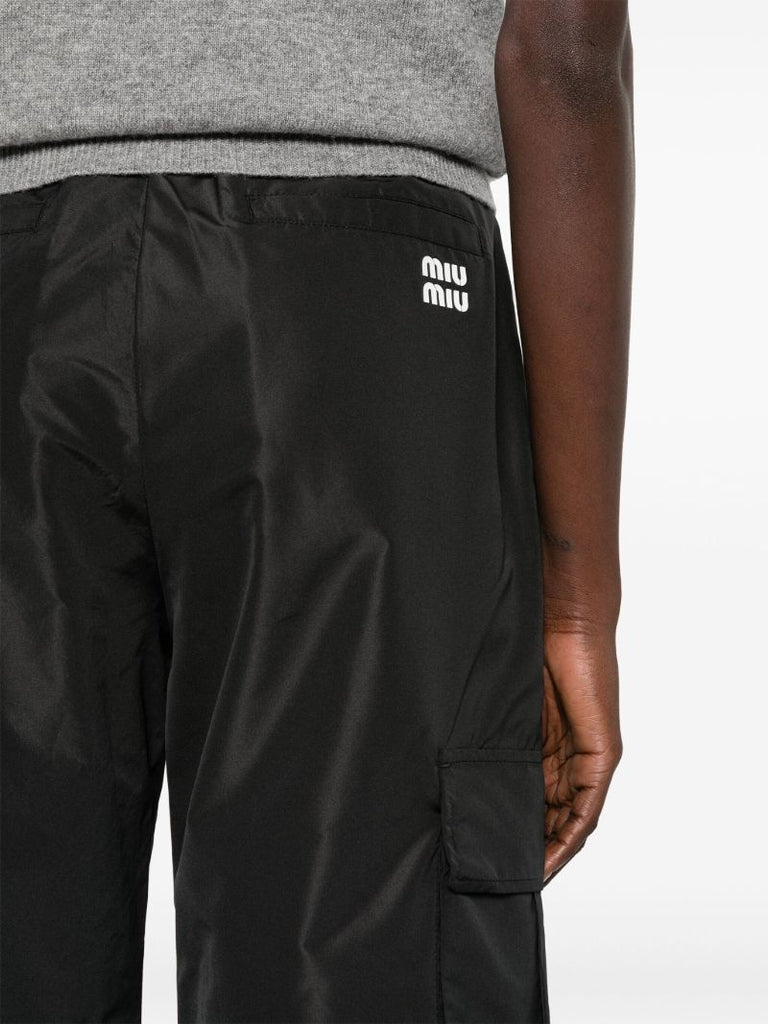 Black Satin Cargo Pants