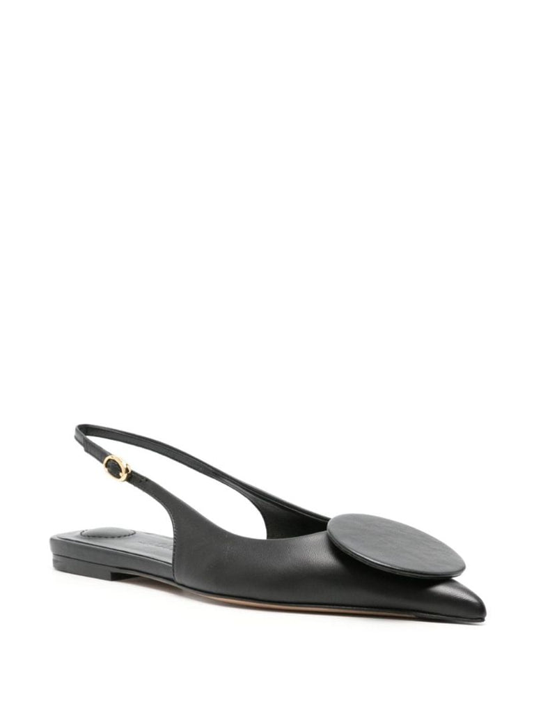 Black Les Slingbacks Duelo Leather Ballerina Shoes