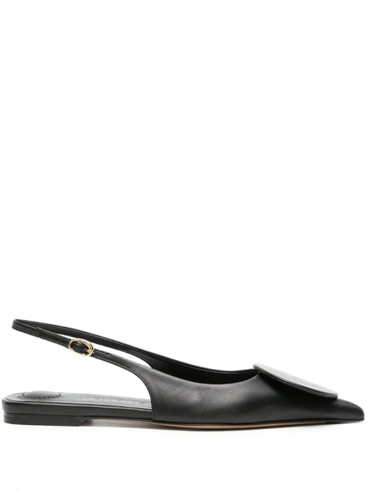 Black Les Slingbacks Duelo Leather Ballerina Shoes