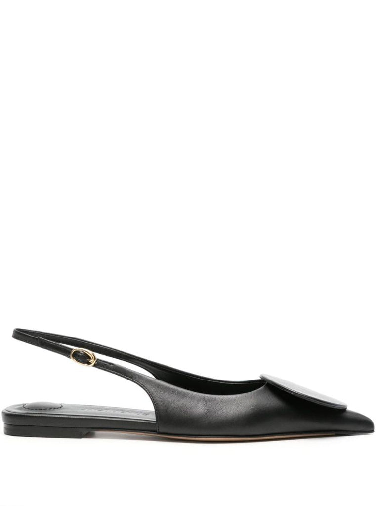 Black Les Slingbacks Duelo Leather Ballerina Shoes
