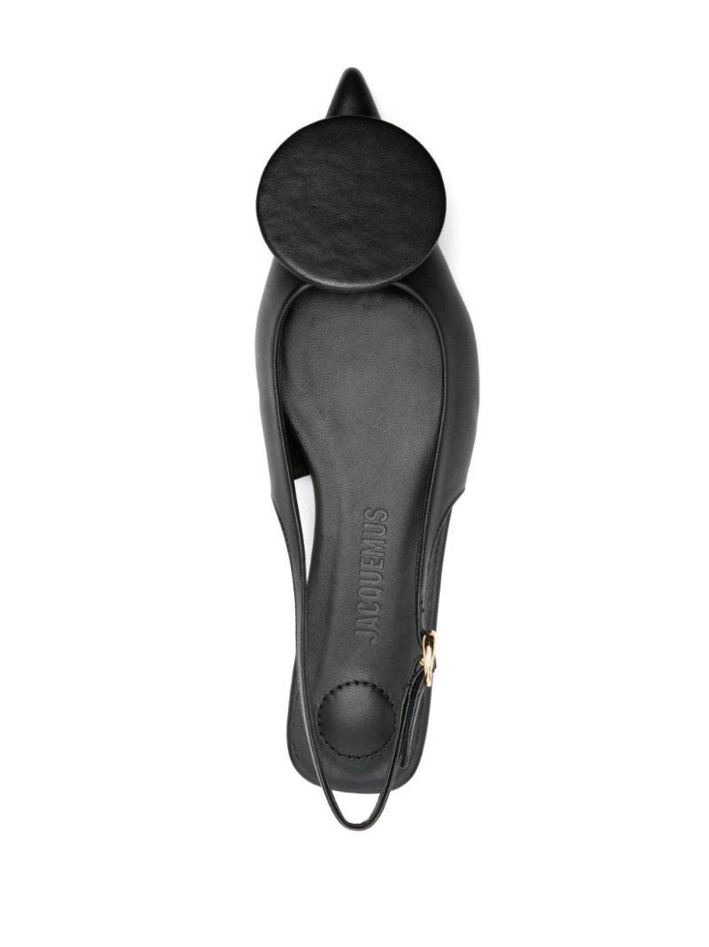 Black Les Slingbacks Duelo Leather Ballerina Shoes