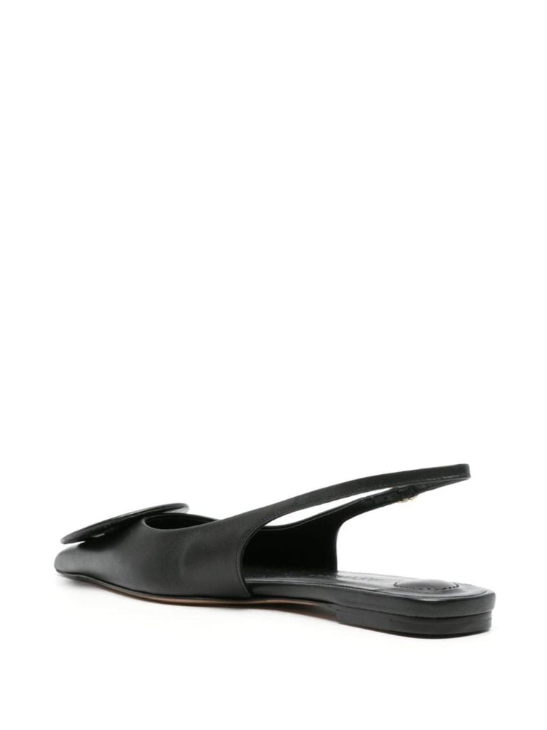 Black Les Slingbacks Duelo Leather Ballerina Shoes