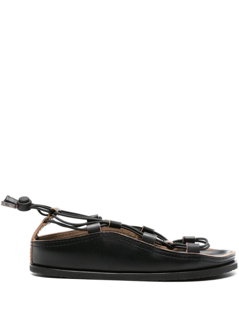 Black Toggle Leather Sandals