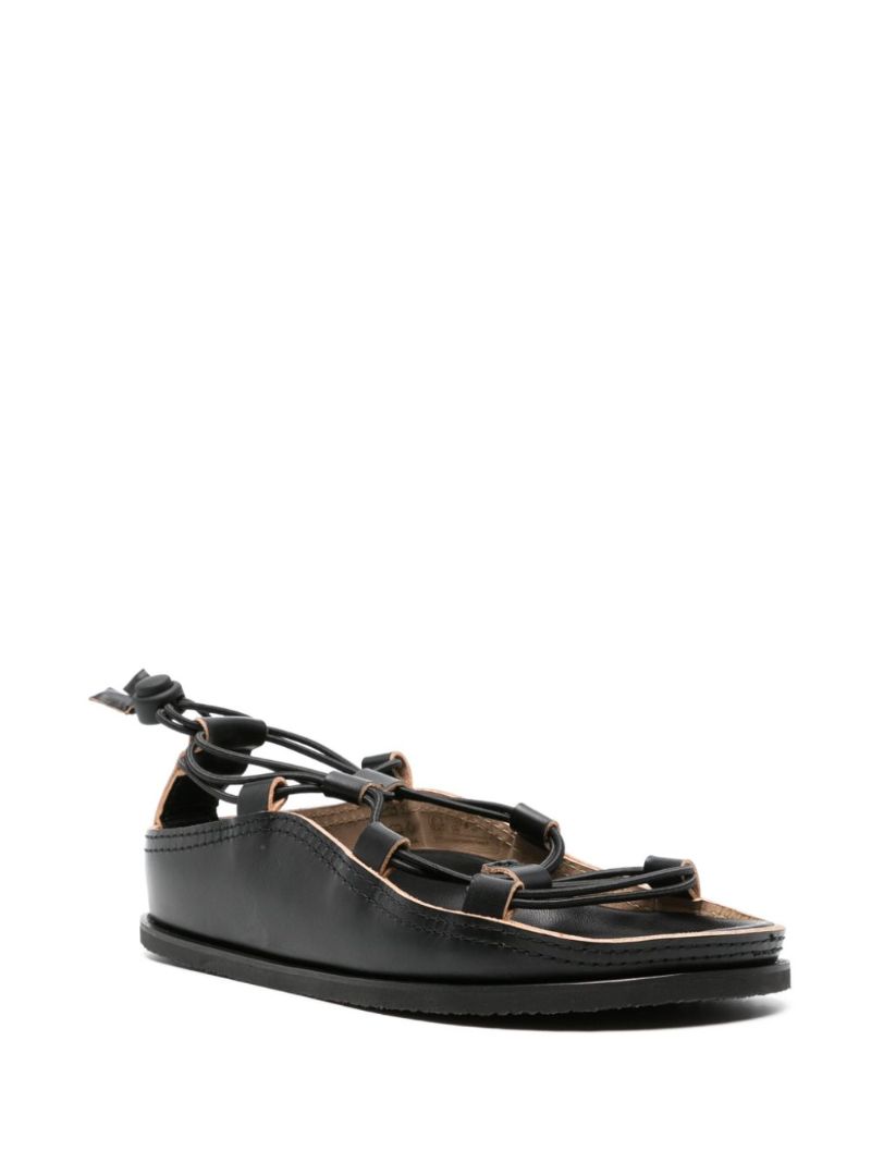 Black Toggle Leather Sandals