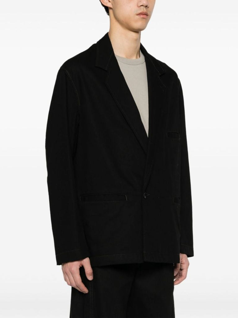 Black Cotton Twill Blazer