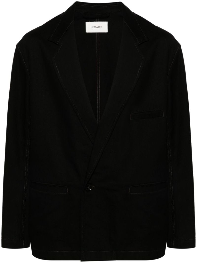 Black Cotton Twill Blazer