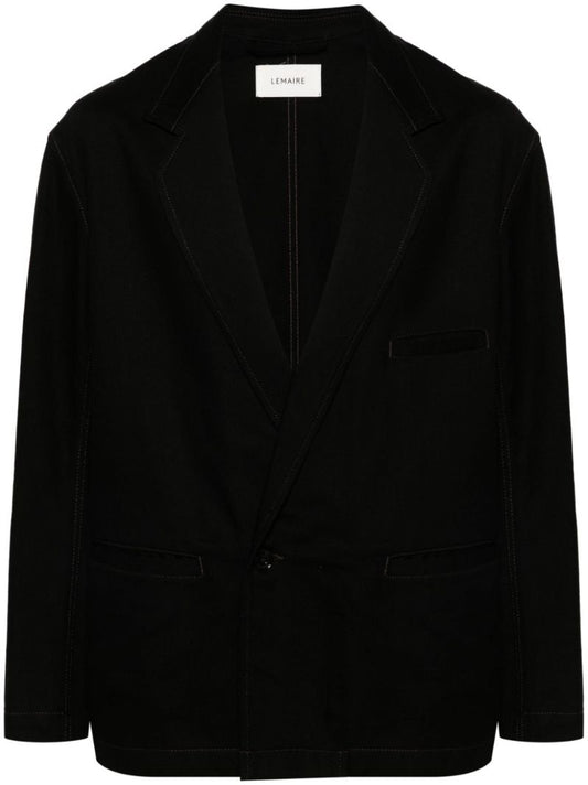 Black Cotton Twill Blazer