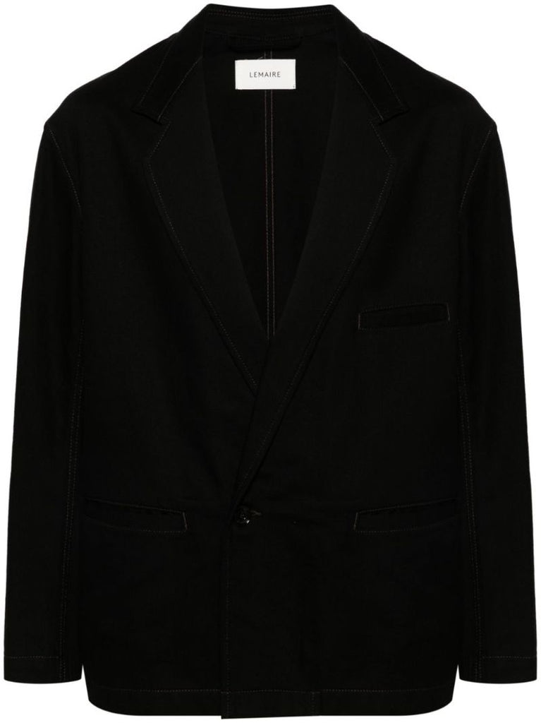 Black Cotton Twill Blazer
