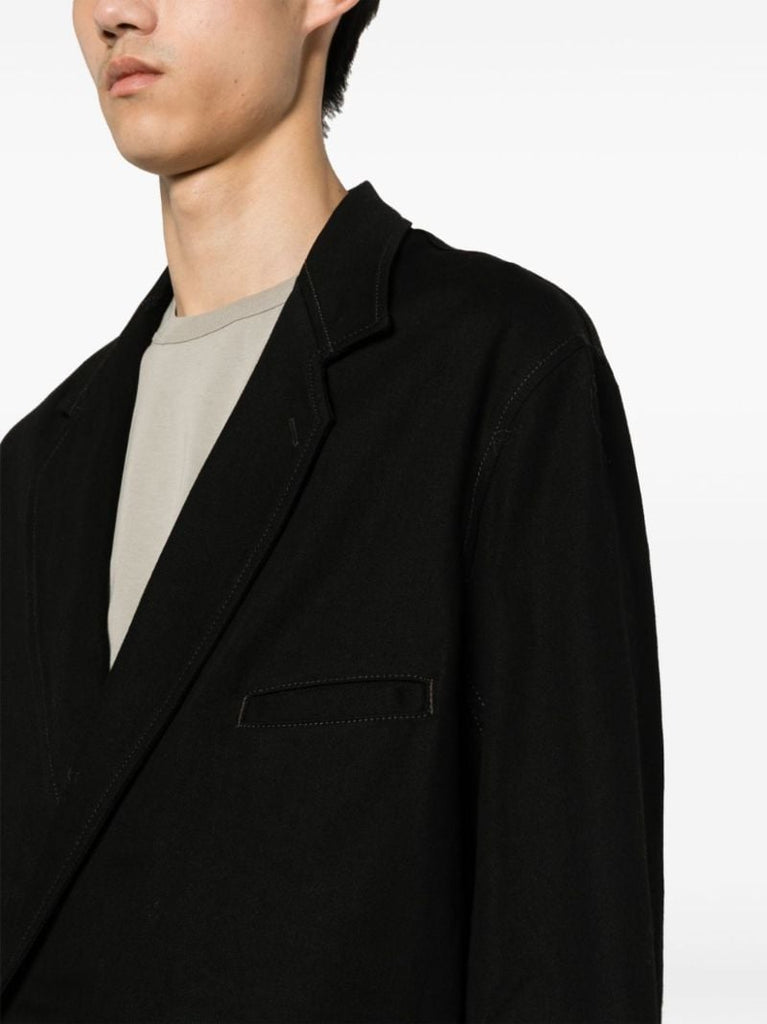 Black Cotton Twill Blazer