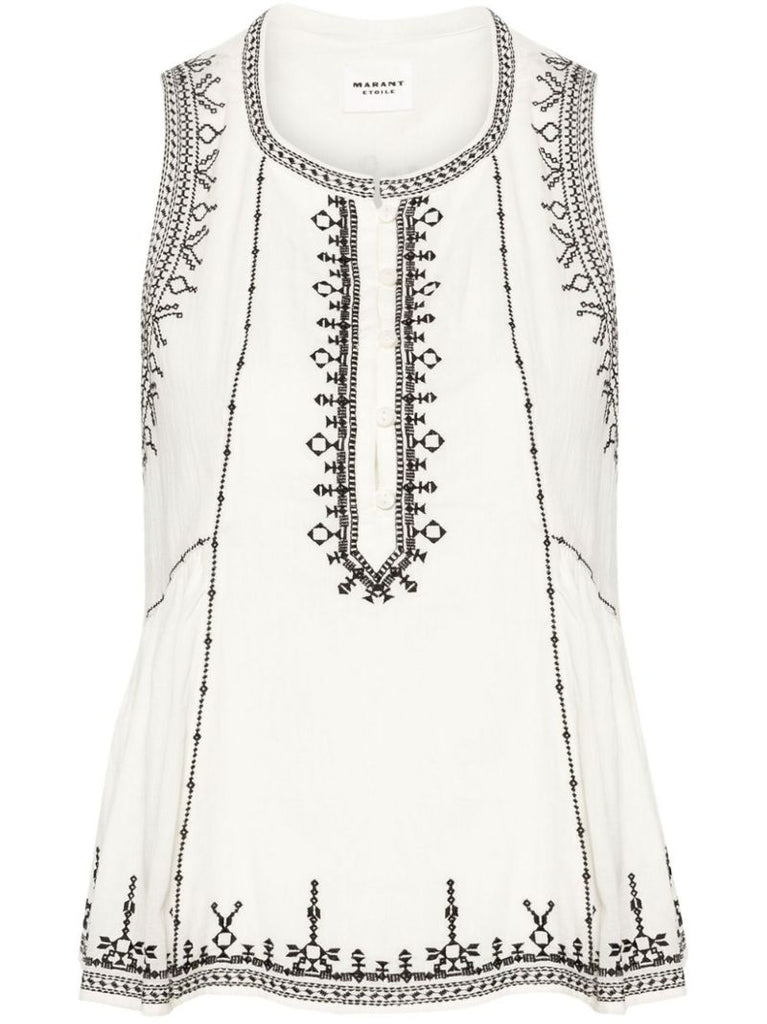 White Pagos Embroidered Blouse