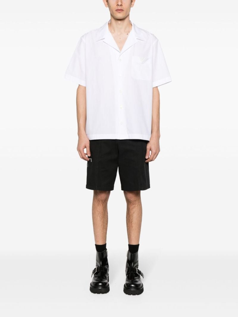 White V-logo Cotton Shirt