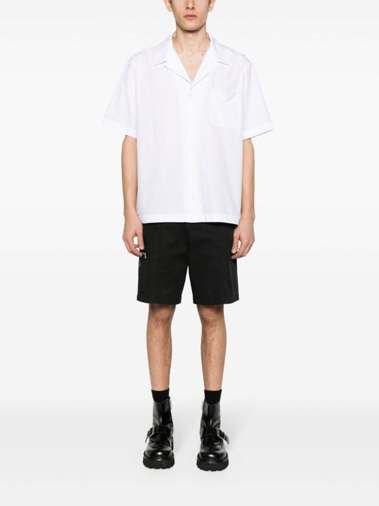 White V-logo Cotton Shirt