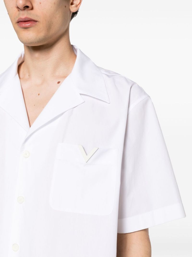 White V-logo Cotton Shirt