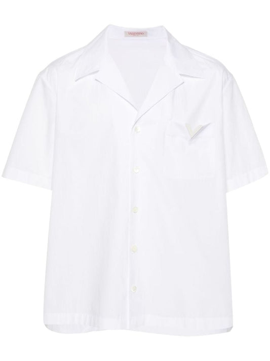 White V-logo Cotton Shirt