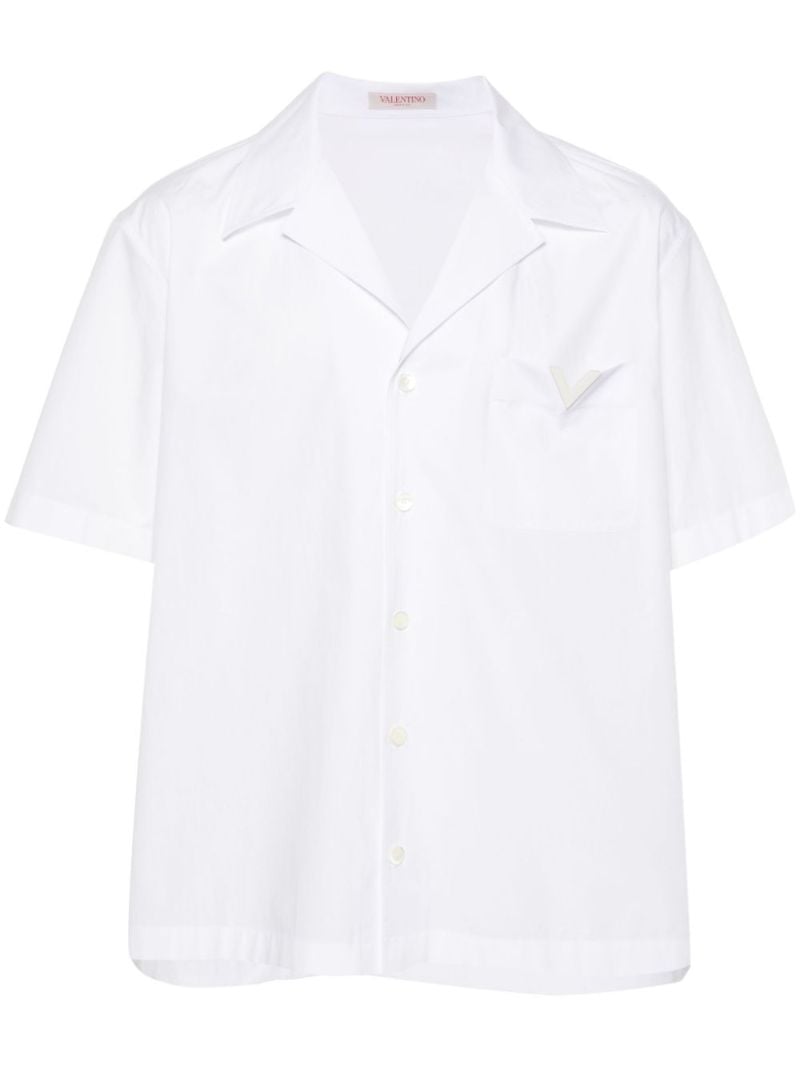White V-logo Cotton Shirt