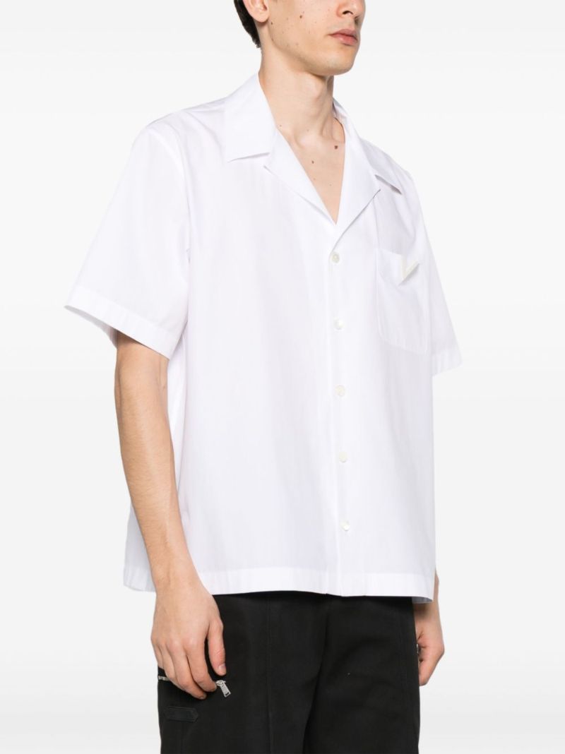 White V-logo Cotton Shirt