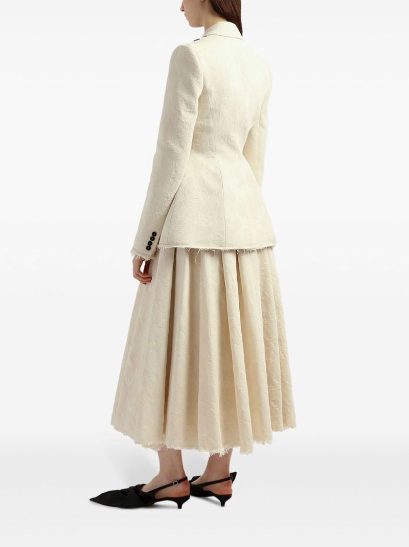 Neutral Floral-embroidered Pleated Skirt