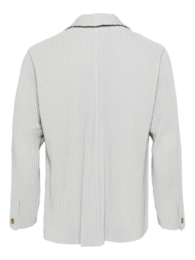 Grey PlissÃ_x0083_Â©-effect Single-breasted Blazer