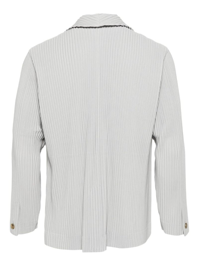 Grey PlissÃ_x0083_Â©-effect Single-breasted Blazer