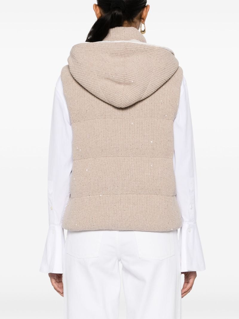 Neutral Sequin Padded Gilet